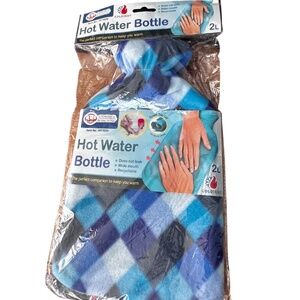 2L Hot Water Bottle with Blue Plush Cover – New in Package By Uniware